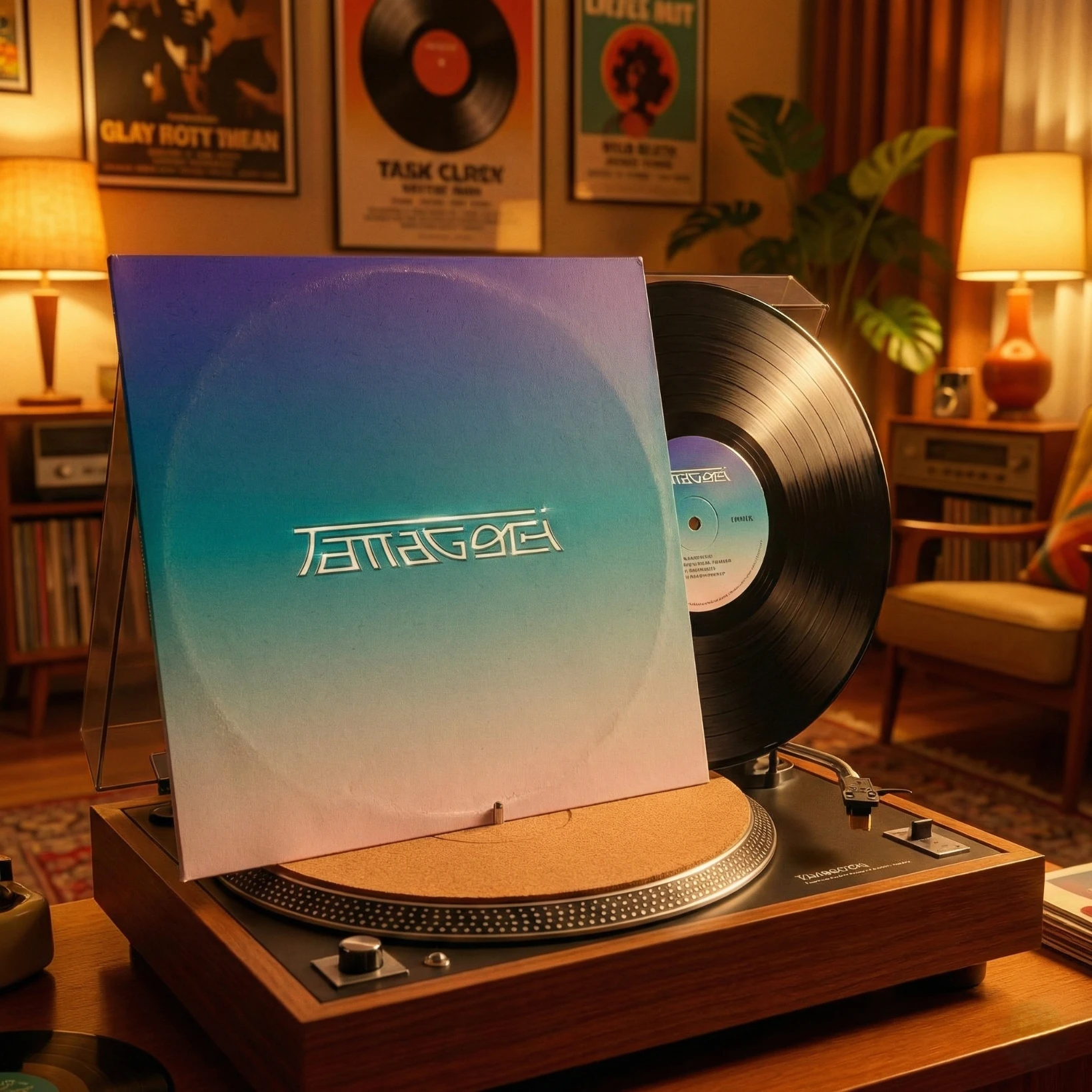 vinilo tamagochi sobre bandeja en casa soulera